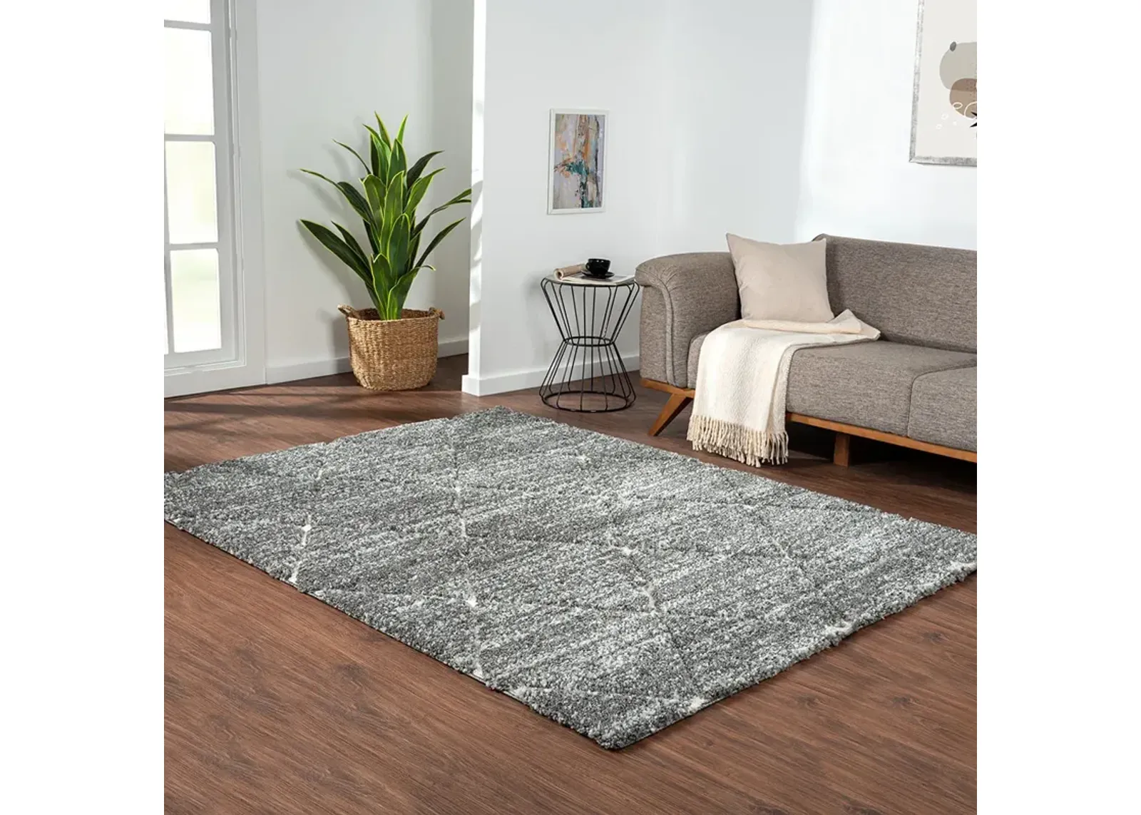 Madison Park Sophie Grey/Cream Talas Trellis Area Rug in Grey and Cream