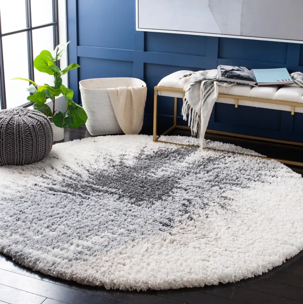 FONTANA SHAG Round Power Loomed 3' X 3' Round Rug