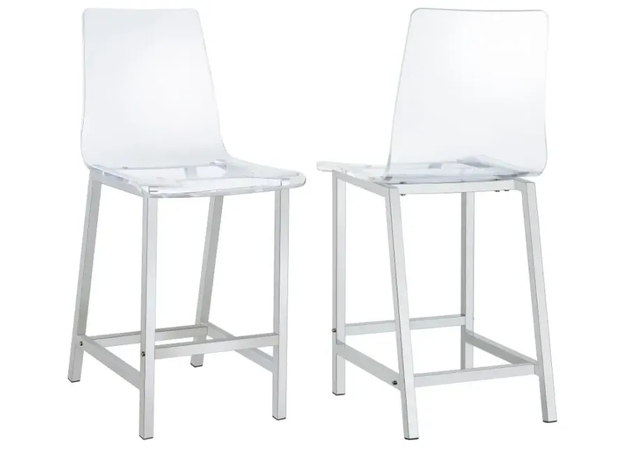 Abbigail Counter Height Stools Chrome And Clear Acrylic (Set of 2)