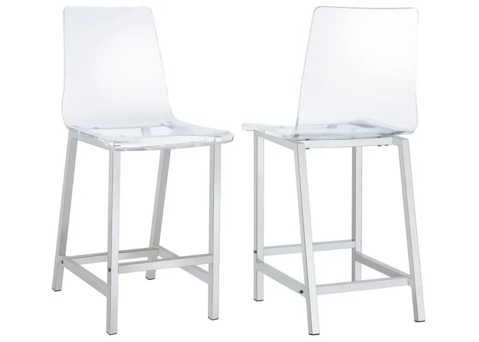 Abbigail Counter Height Stools Chrome And Clear Acrylic (Set of 2)