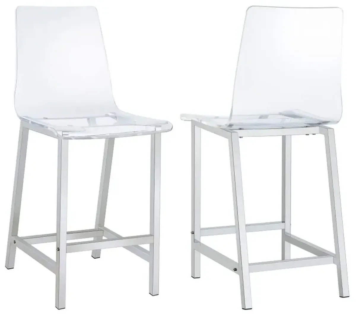 Abbigail Counter Height Stools Chrome And Clear Acrylic (Set of 2)