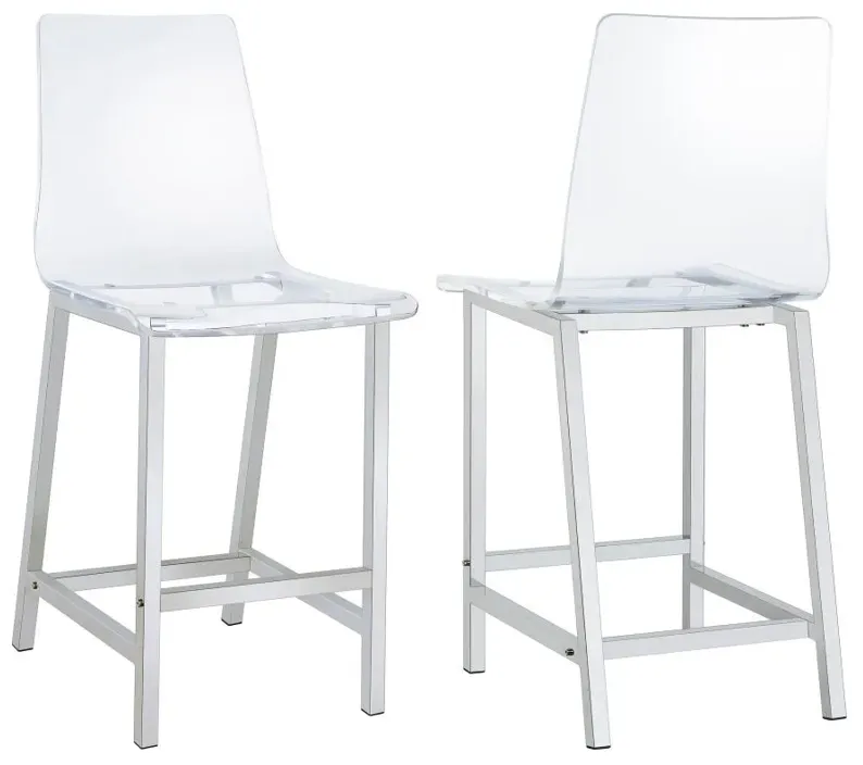 Abbigail Counter Height Stools Chrome And Clear Acrylic (Set of 2)