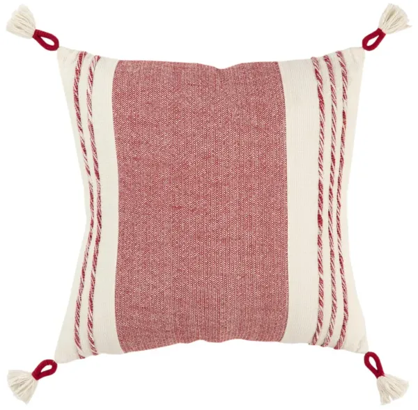 Color Block Red/White Pillow