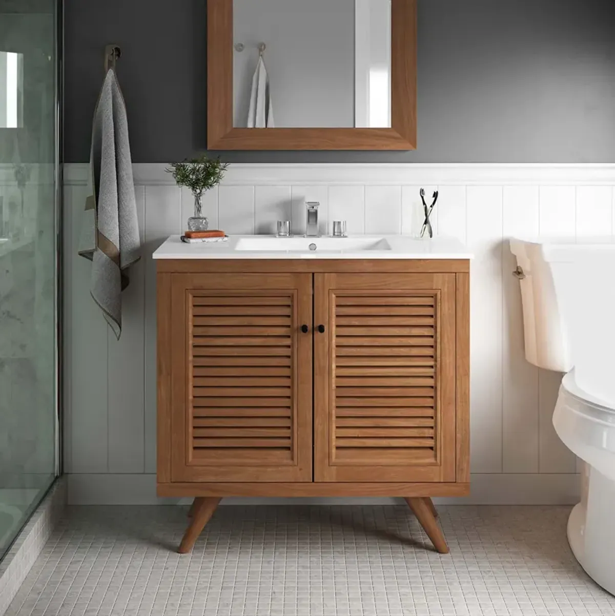 Birdie 36" Teak Wood Bathroom Vanity Cabinet (Sink Basin Not Included)