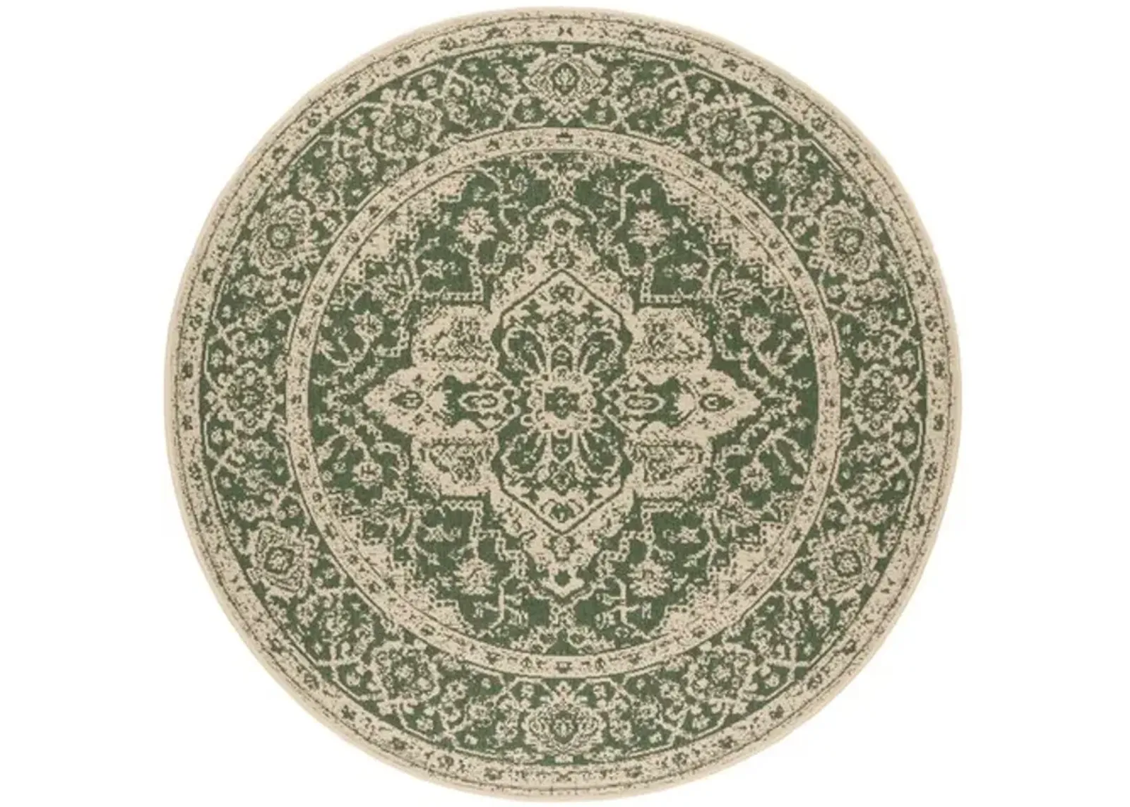 Safavieh BEACH HOUSE Collection BHS137Y-6R Green / Creme 6'-7" X 6'-7" Round