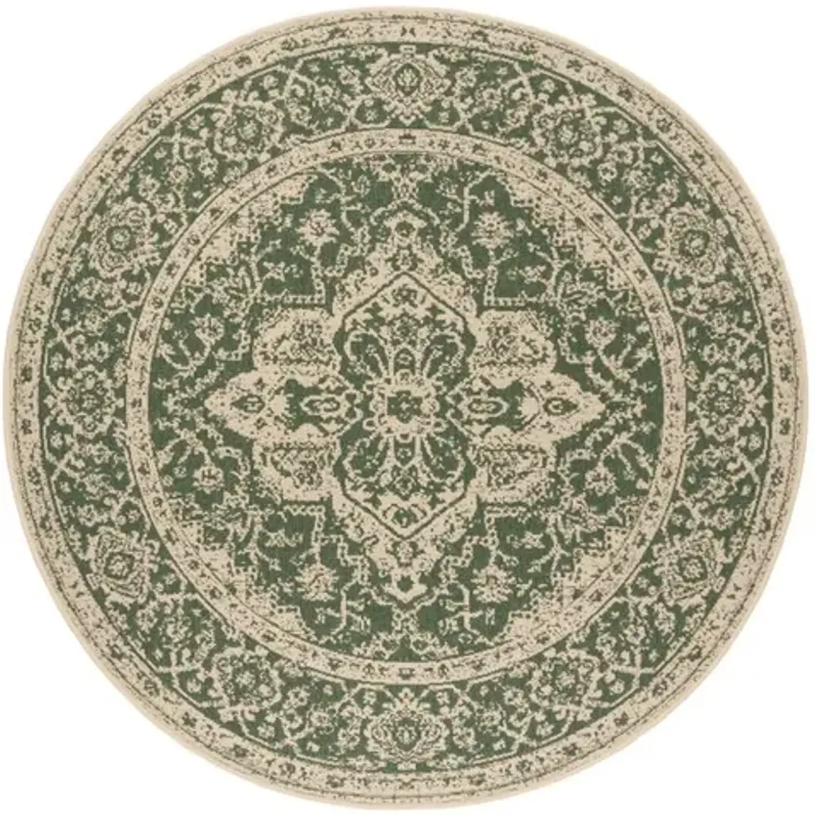 Safavieh BEACH HOUSE Collection BHS137Y-6R Green / Creme 6'-7" X 6'-7" Round