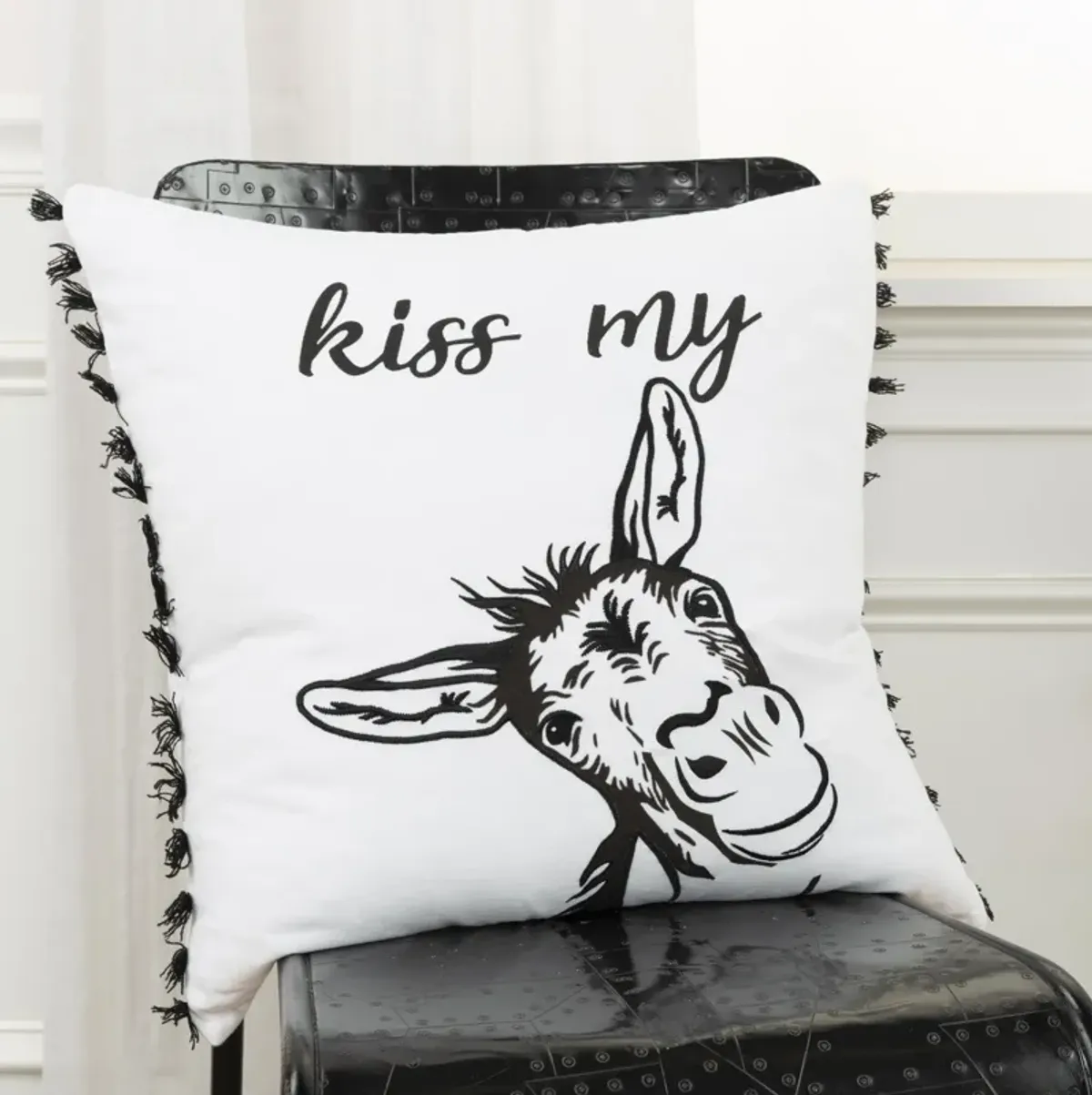 Back Talk Sentiment Black  Pillow