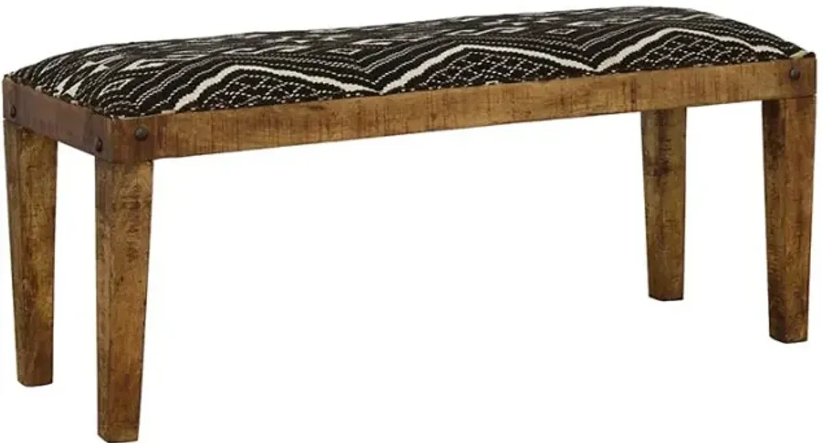 Lamont Rectangular Upholstered Bench Natural and Navy