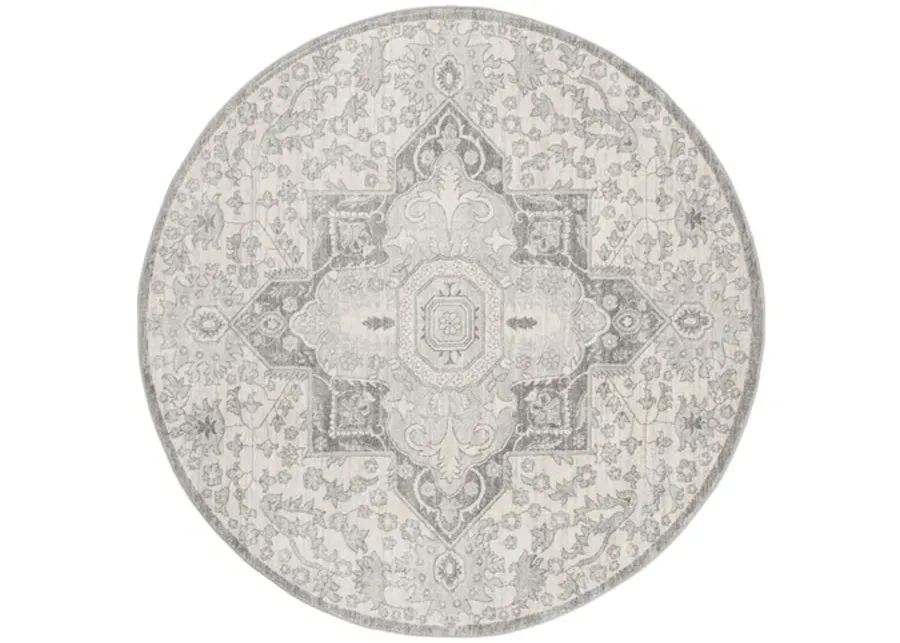 Brentwood 816 Grey / Cream 8' X 8' Round Round Powerloomed Rug