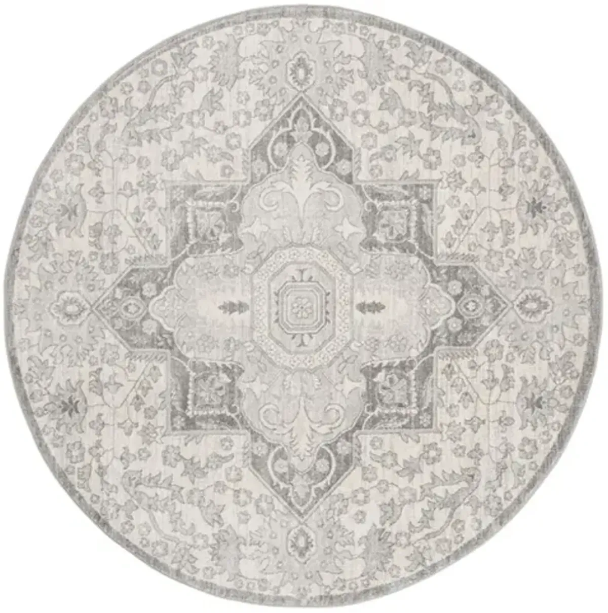 Brentwood 816 Grey / Cream 8' X 8' Round Round Powerloomed Rug