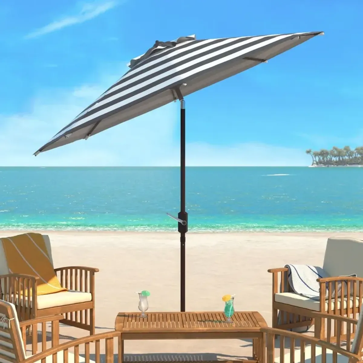 Uv Resistant Iris Fashion Line 9ft Auto Tilt Umbrella