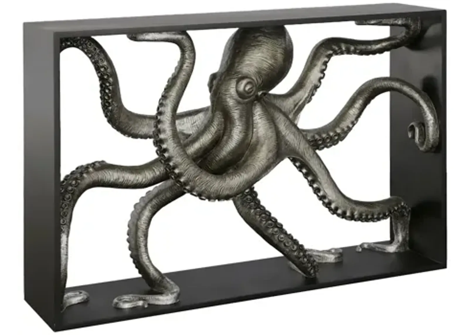 Octo Framed Console Table, Wood Frame, Silver Leaf