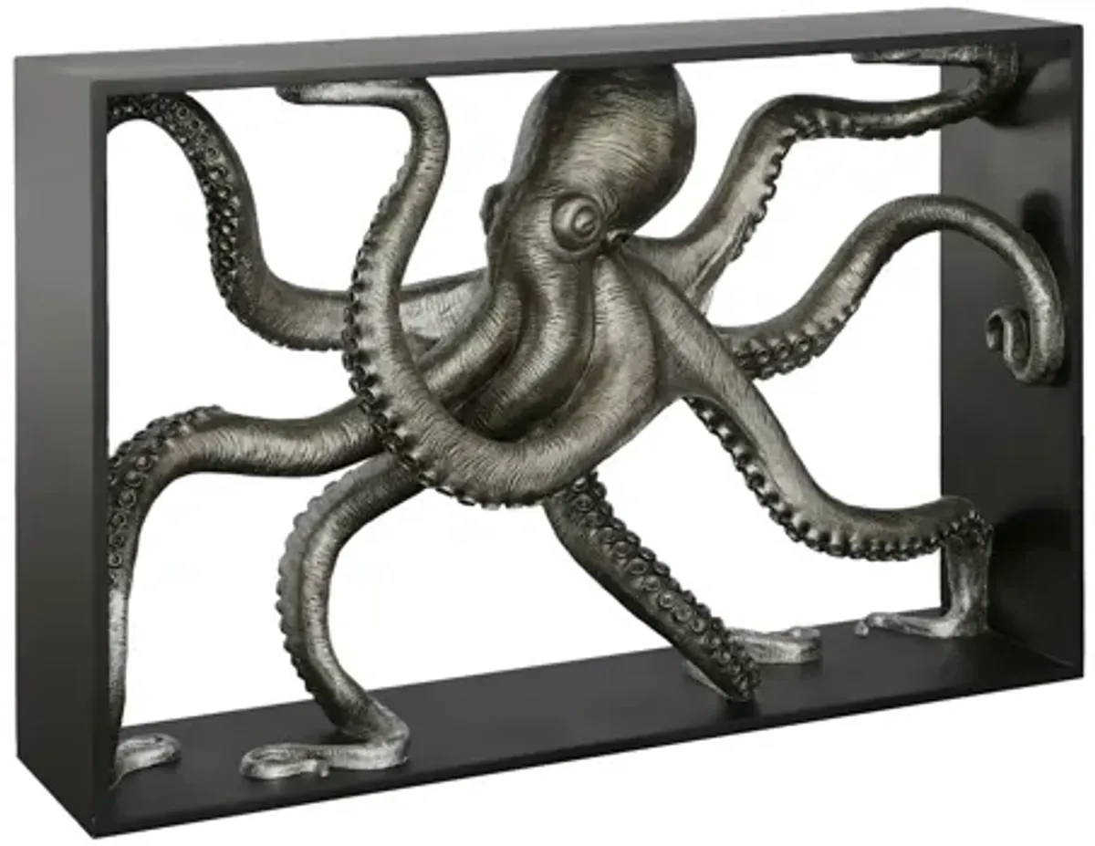 Octo Framed Console Table, Wood Frame, Silver Leaf