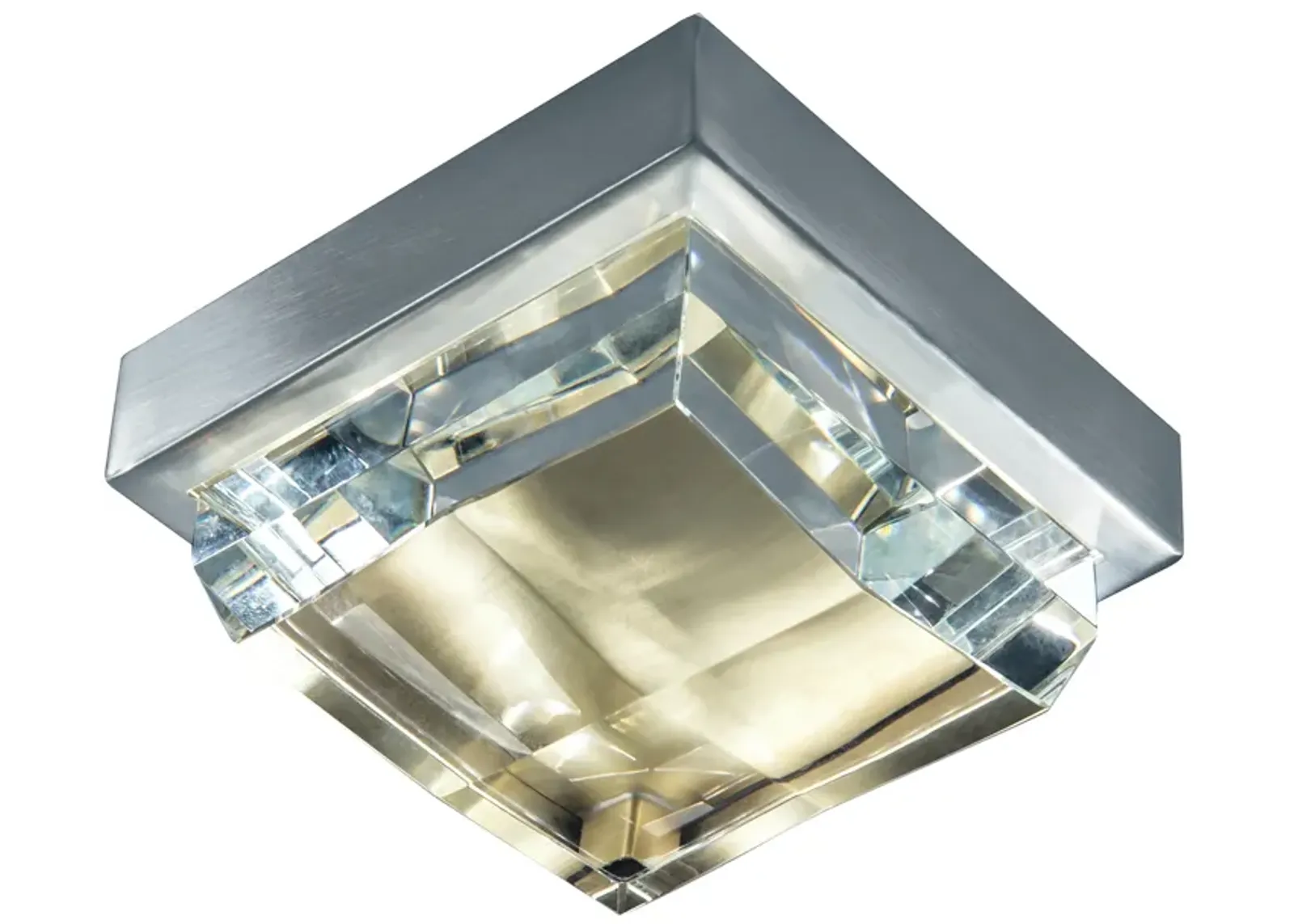 Crystal Mini Flush Mount Light - Brushed Nickel/Satin Brass