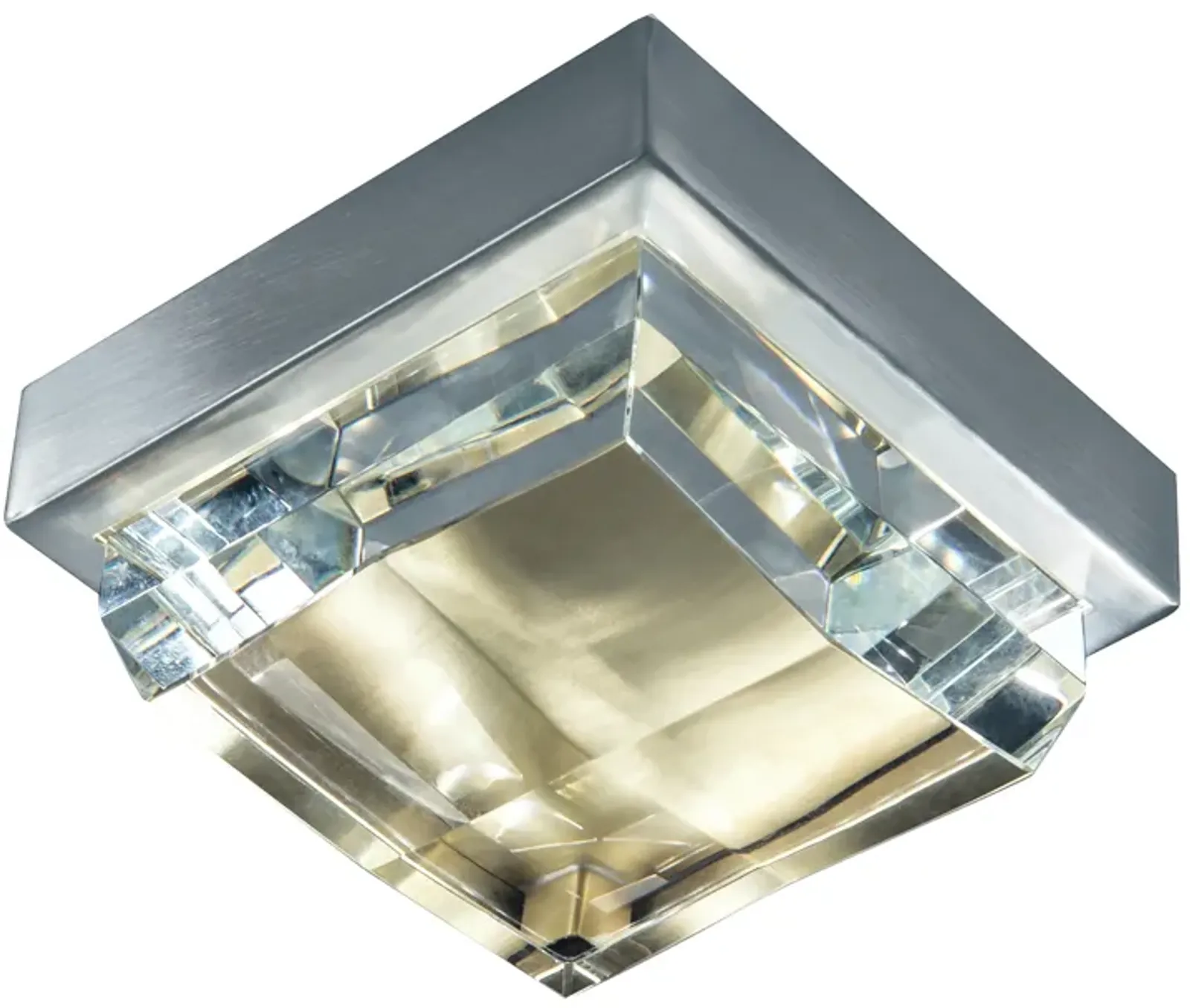 Crystal Mini Flush Mount Light - Brushed Nickel/Satin Brass