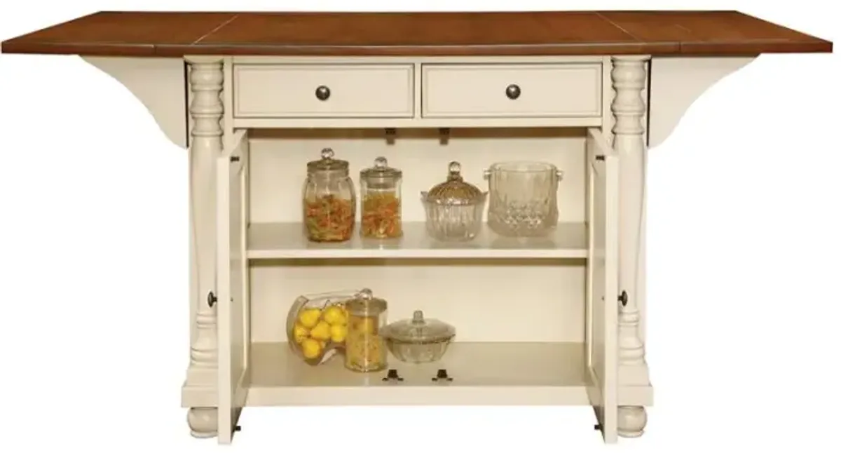 Slater 2-drawer Kitchen Island with Drop Leaves Brown and Buttermilk