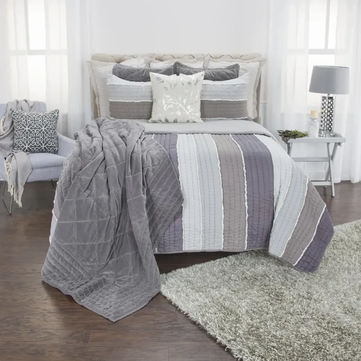 Olivia Grace Stripe Lite GrayKing Sham