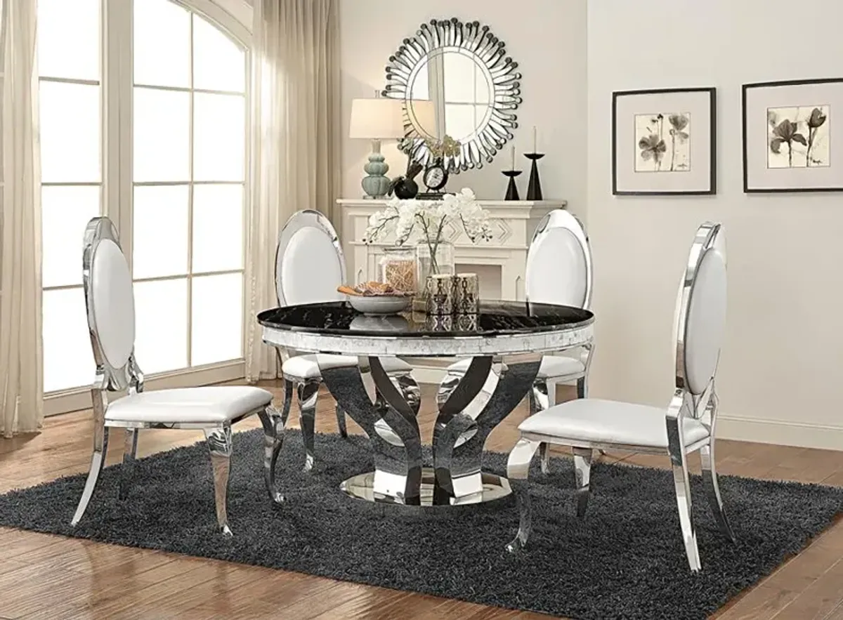 Anchorage 5-piece Round Dining Set Chrome