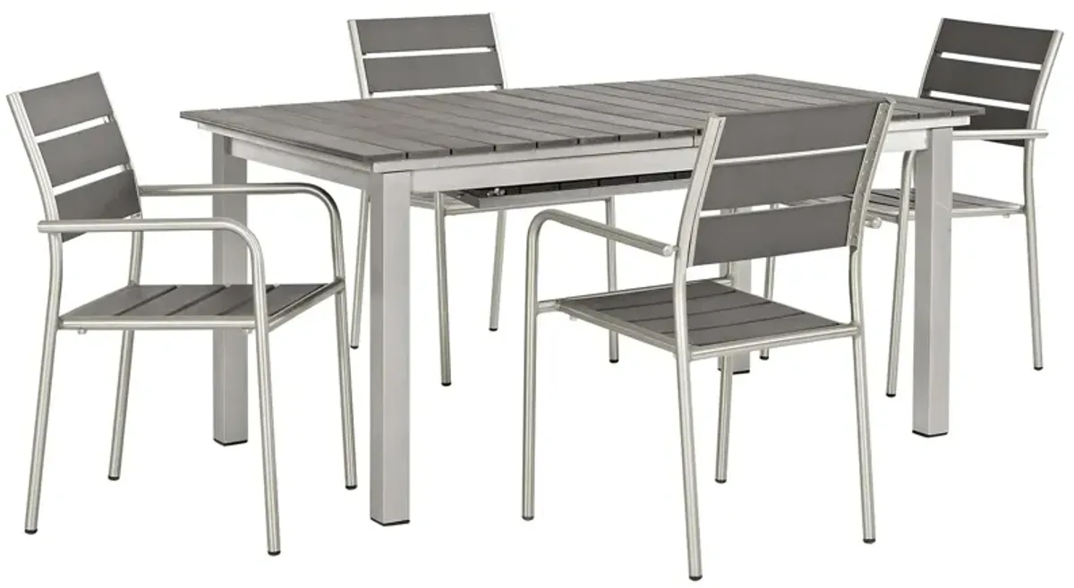 Shore 5 Piece Outdoor Patio Aluminum Dining Set