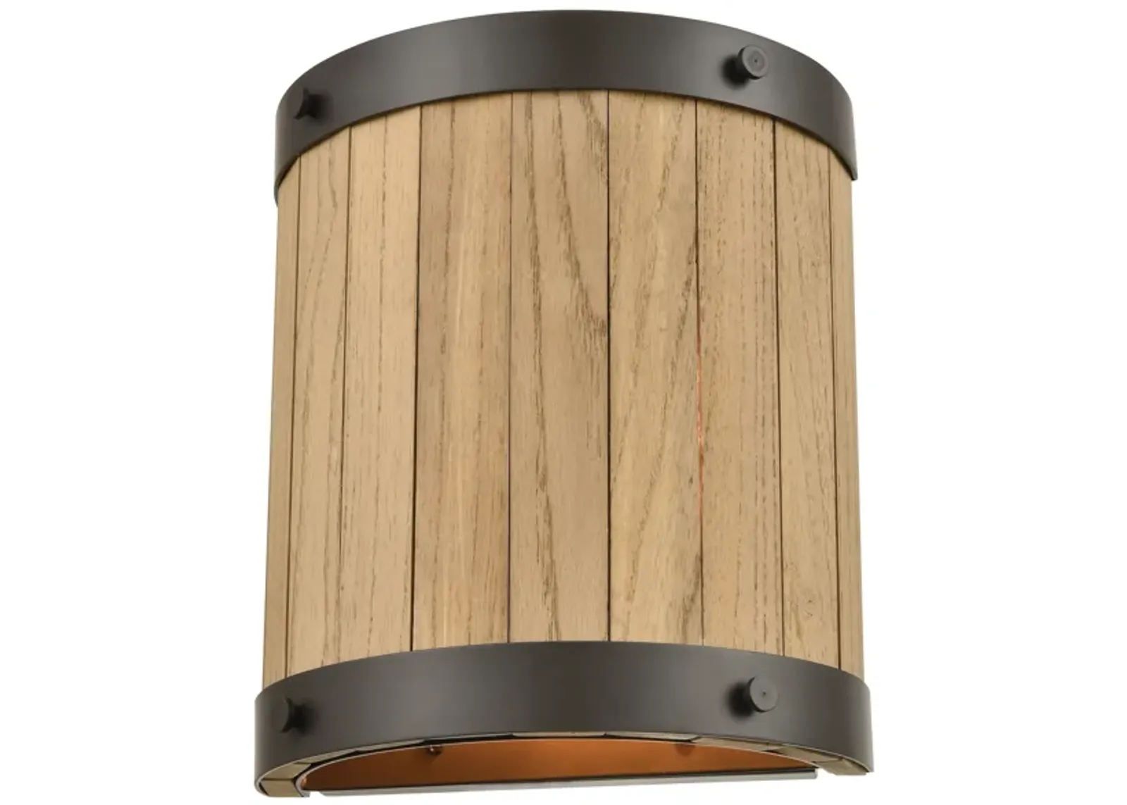 Wooden Barrel 10" High 2-Light Sconce - Oil Rubbed Bronze