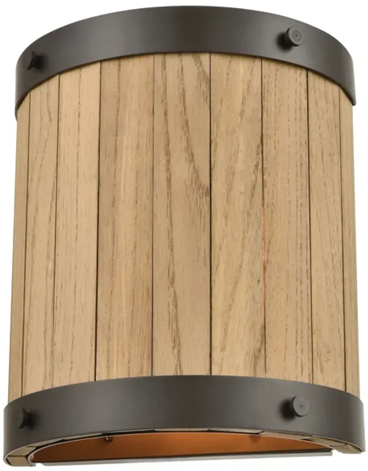 Wooden Barrel 10" High 2-Light Sconce - Oil Rubbed Bronze