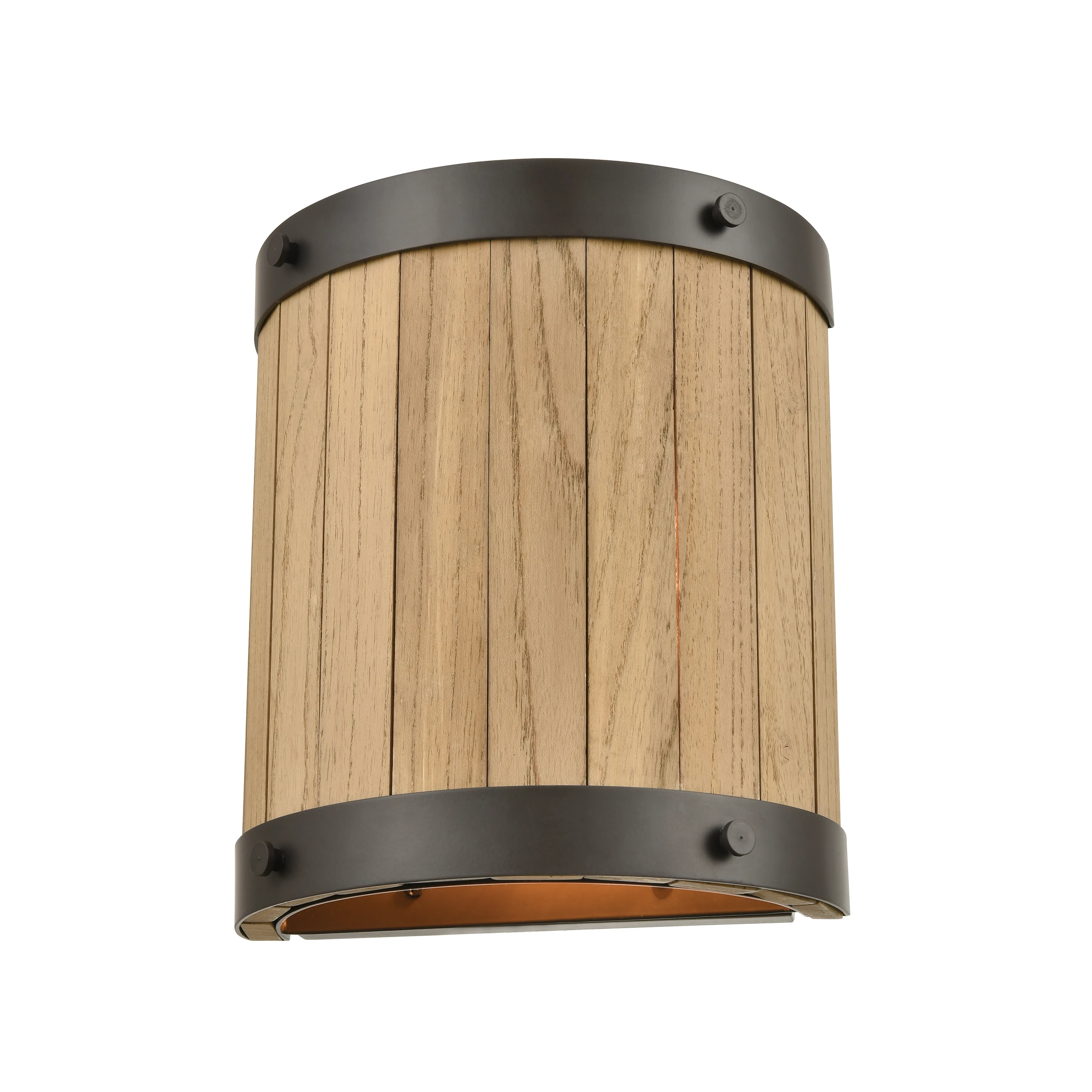 Wooden Barrel 10" High 2-Light Sconce - Oil Rubbed Bronze