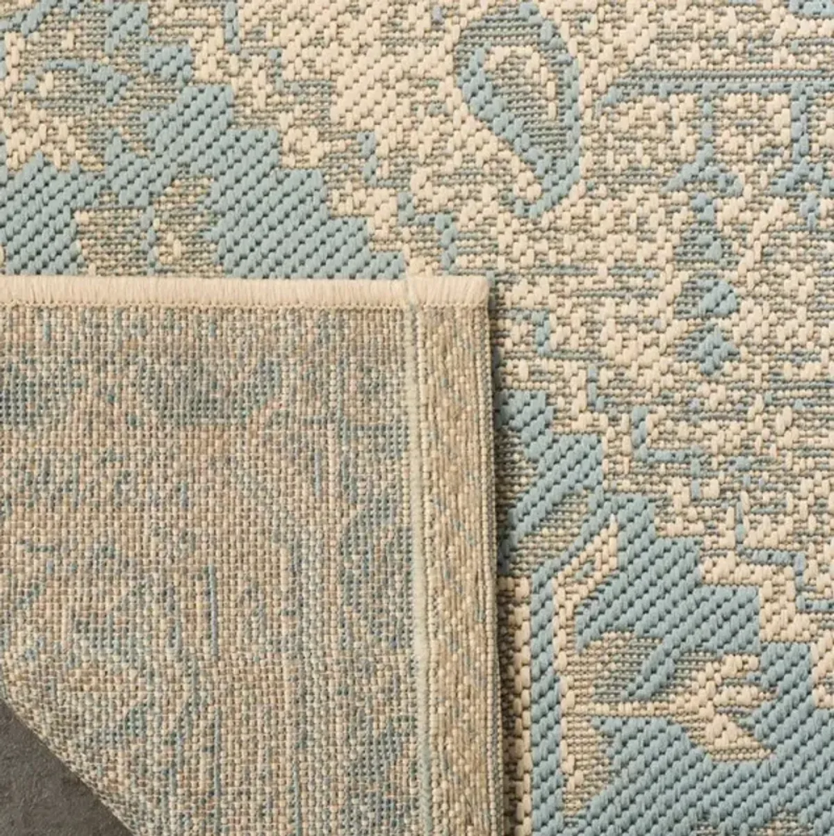 LINDEN 138 Collection LND138K-5 Aqua / Cream 5'-3" X 7'-6"