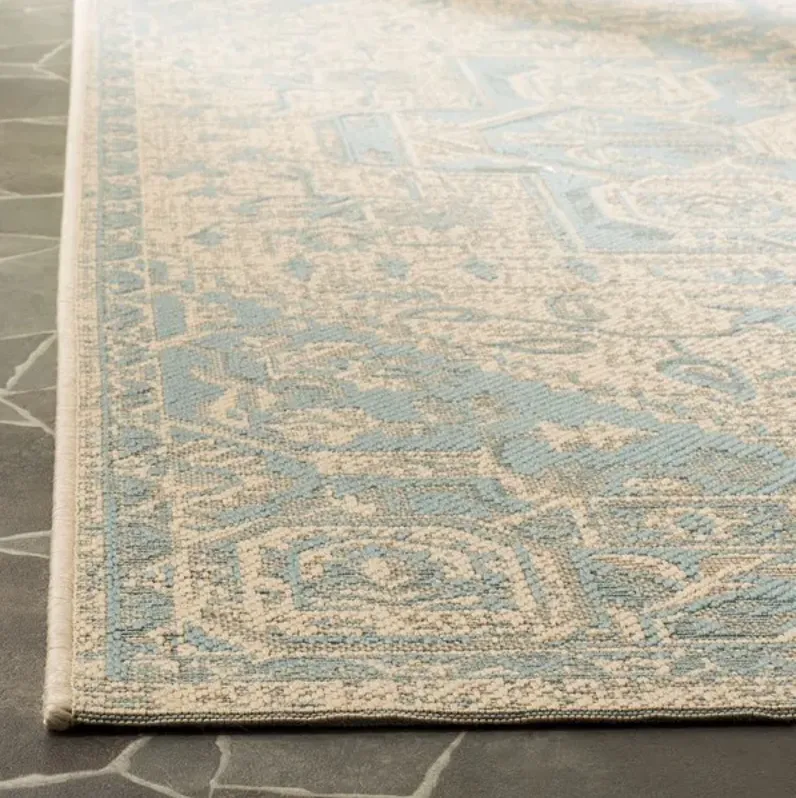 LINDEN 138 Collection LND138K-5 Aqua / Cream 5'-3" X 7'-6"