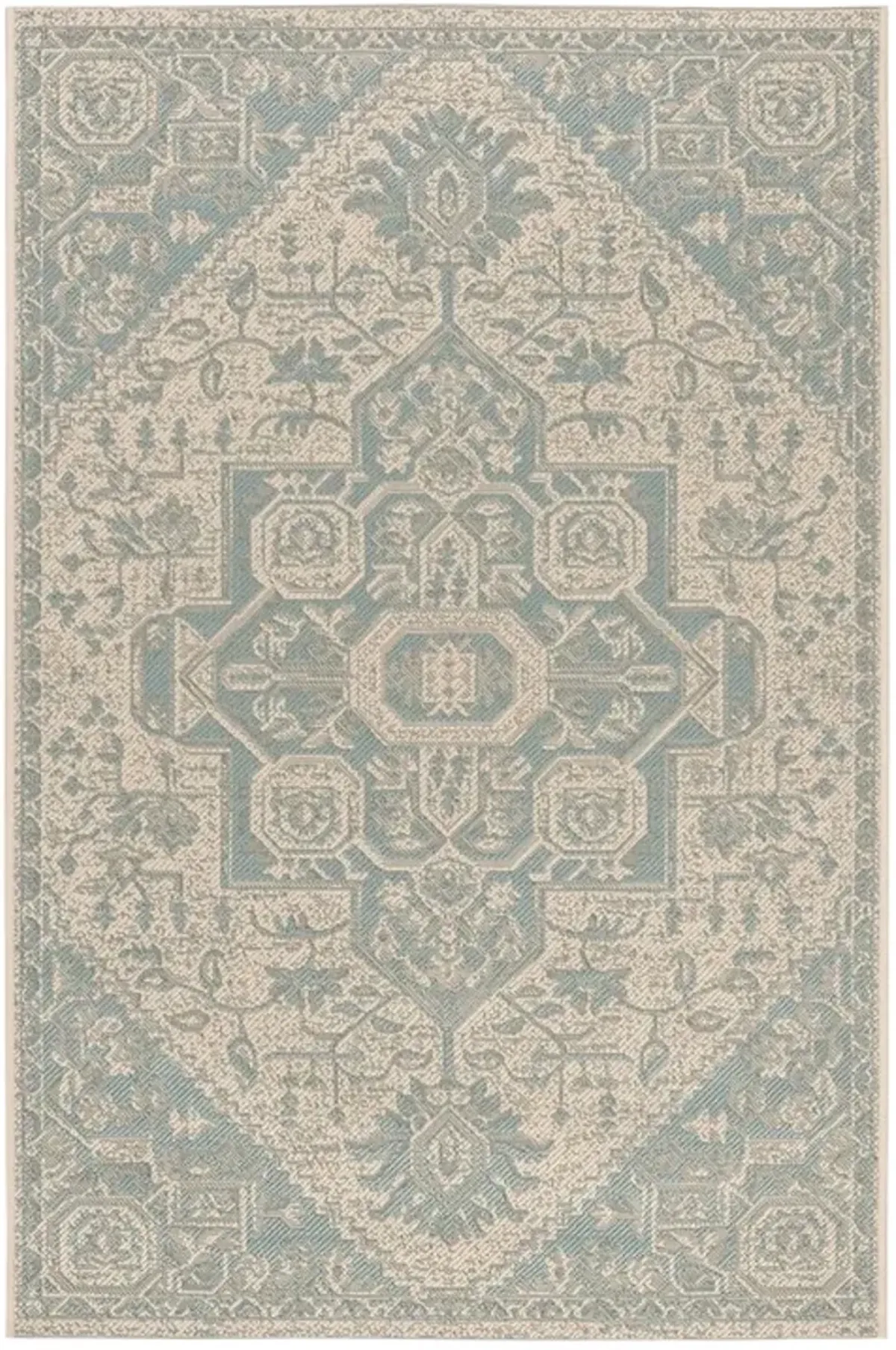 LINDEN 138 Collection LND138K-5 Aqua / Cream 5'-3" X 7'-6"