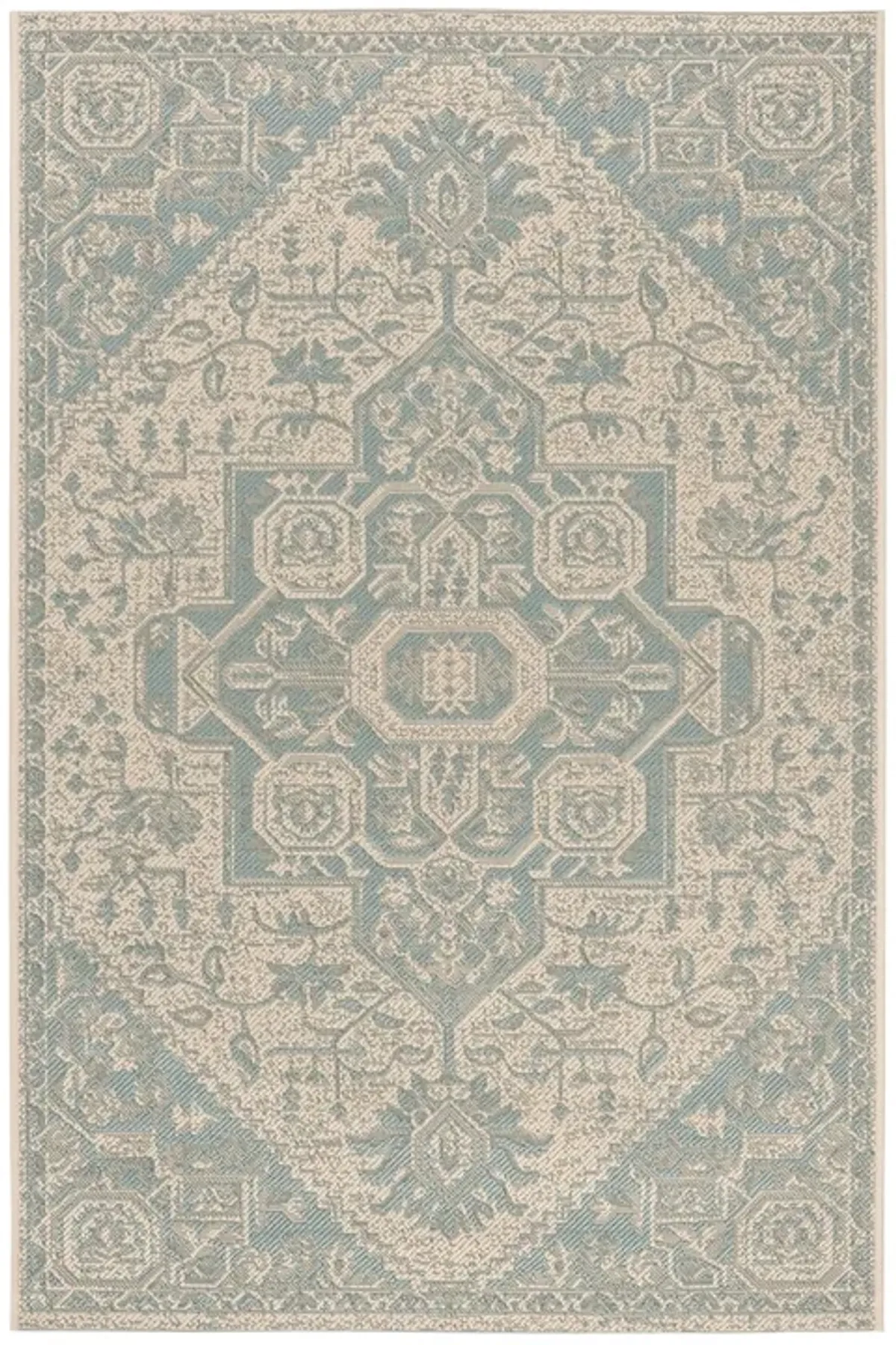 LINDEN 138 Collection LND138K-5 Aqua / Cream 5'-3" X 7'-6"