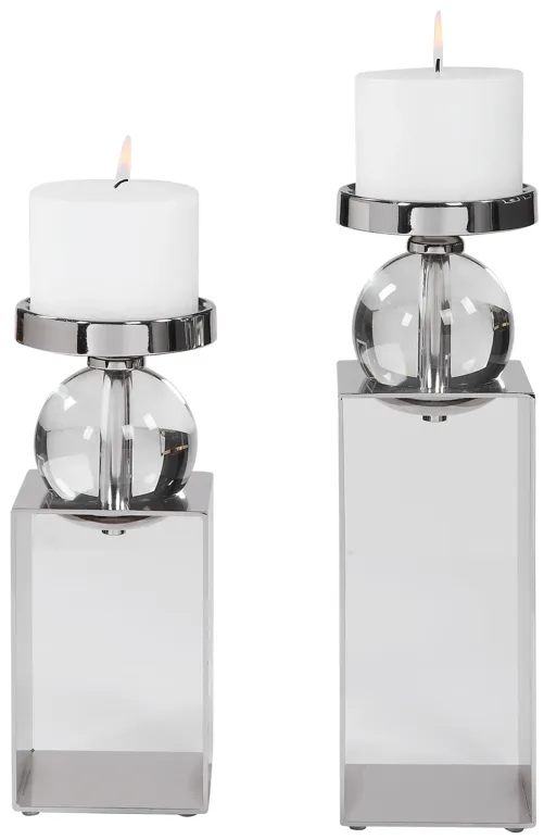 Lucian Nickel Candleholders, Set/2