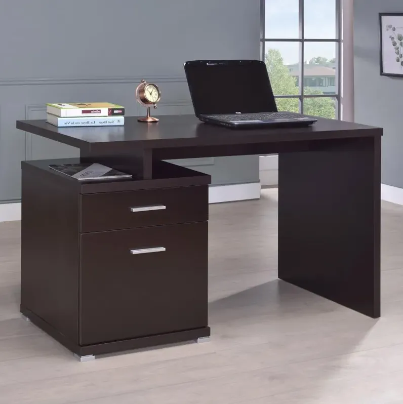 Irving 2-drawer Office Desk with Cabinet Cappuccino