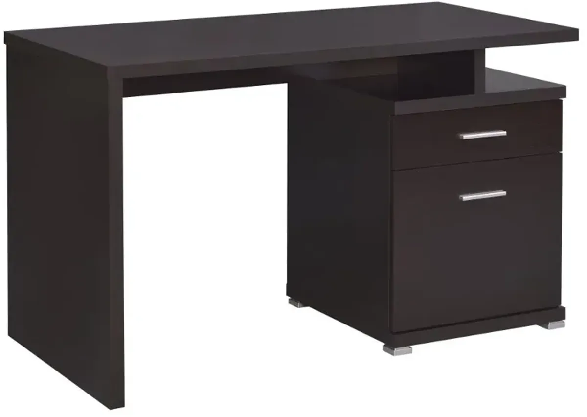 Irving 2-drawer Office Desk with Cabinet Cappuccino