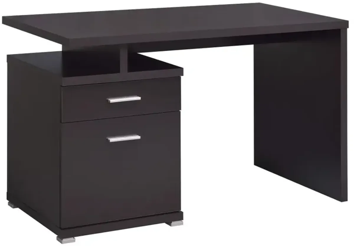 Irving 2-drawer Office Desk with Cabinet Cappuccino