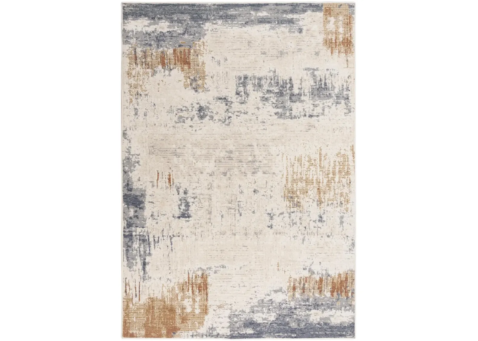 Ventura Beige/Multi Abstract Washed Wool 8' x 10' Rectangle Rug