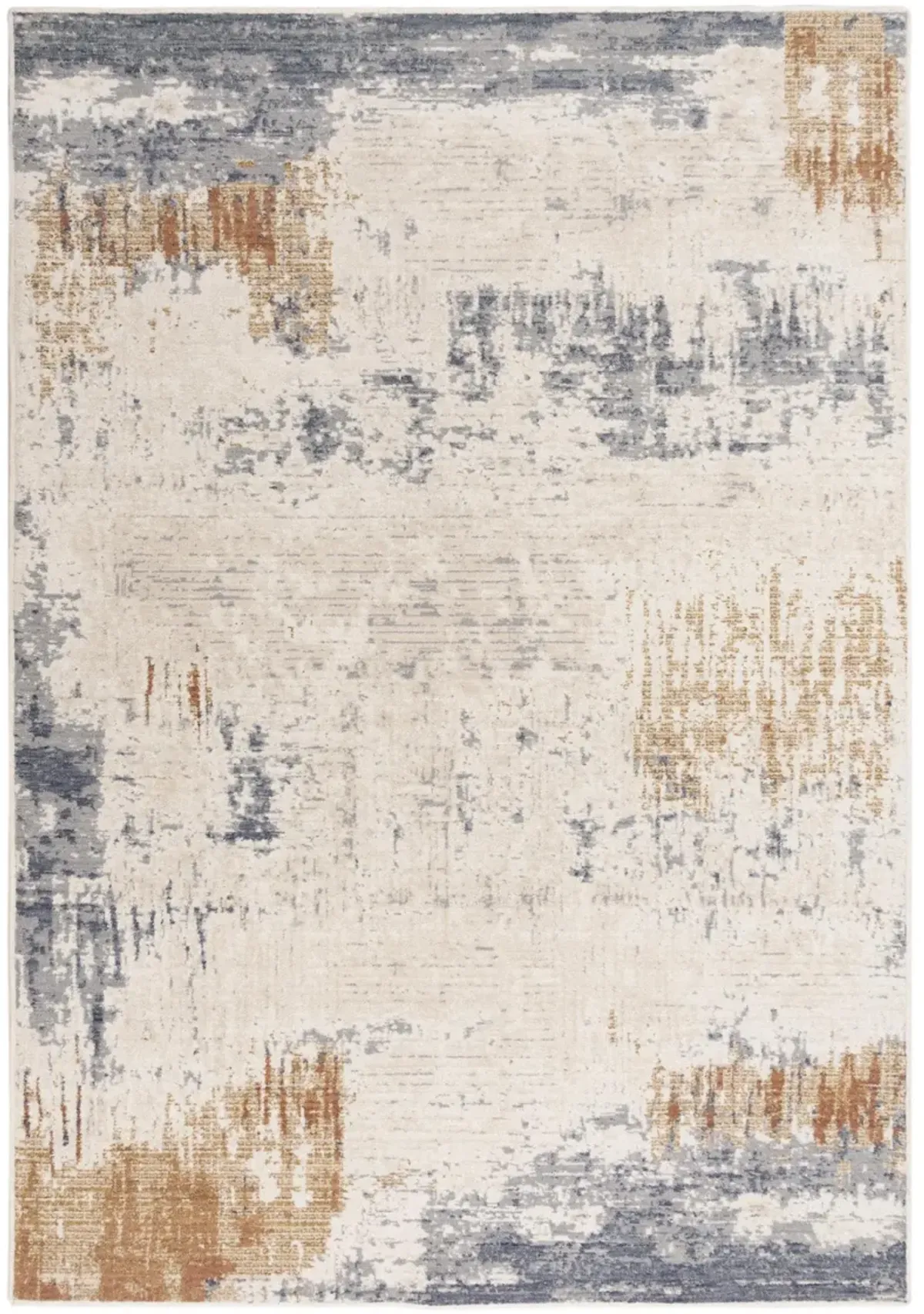 Ventura Beige/Multi Abstract Washed Wool 8' x 10' Rectangle Rug