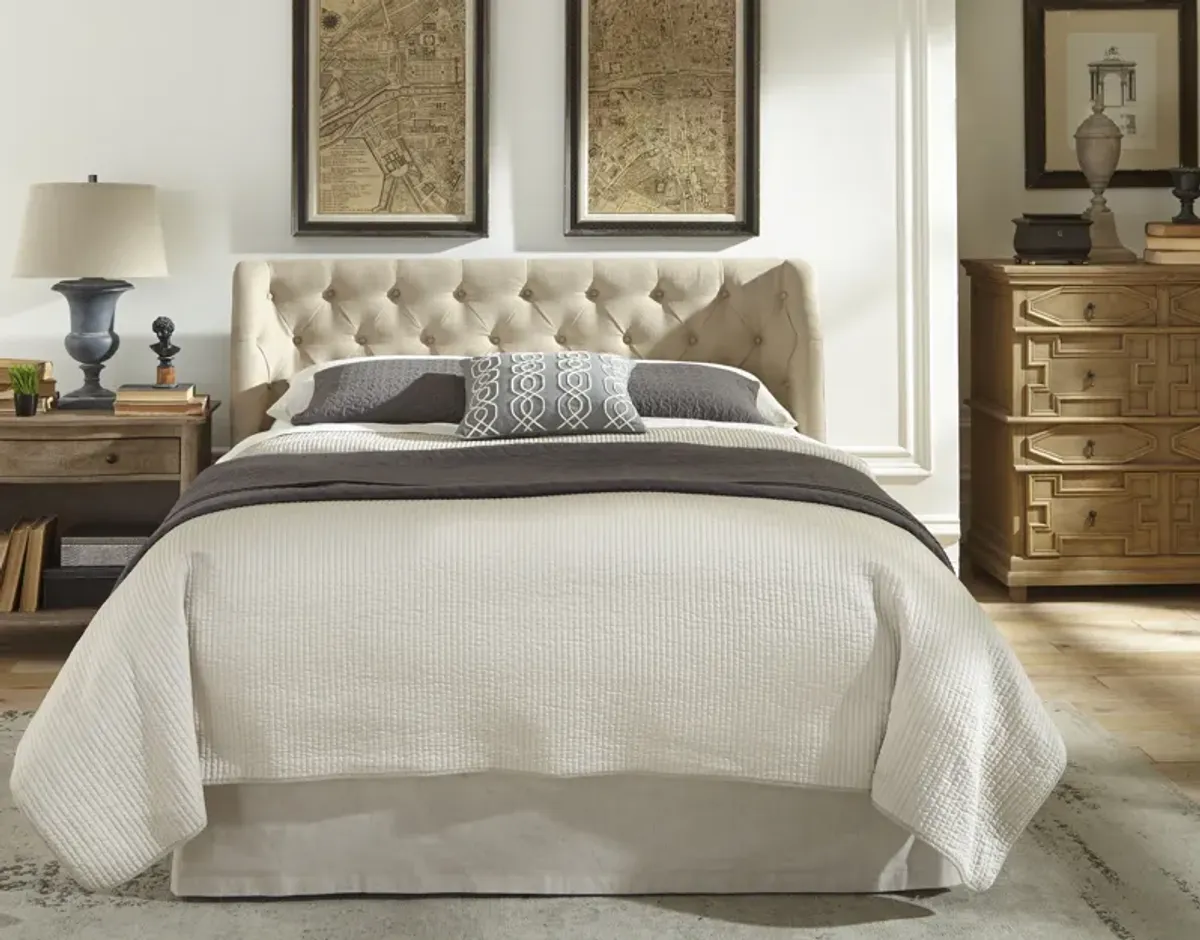 Levi King-Size Tufted Platform Bed in Toast Linen