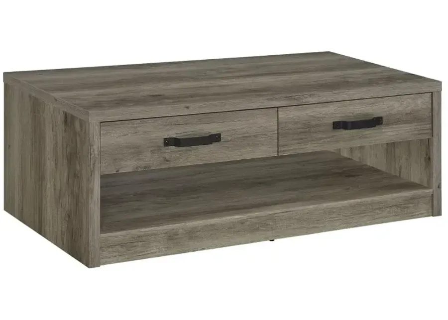 Felix 2-drawer Rectangular Engineered Wood Coffee Table Grey Driftwood