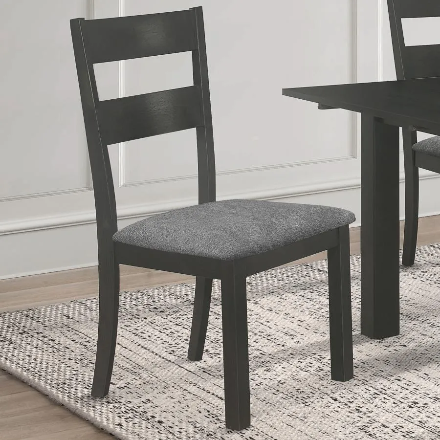 Jakob Upholstered Side Chairs with Ladder Back (Set of 2) Grey and Black