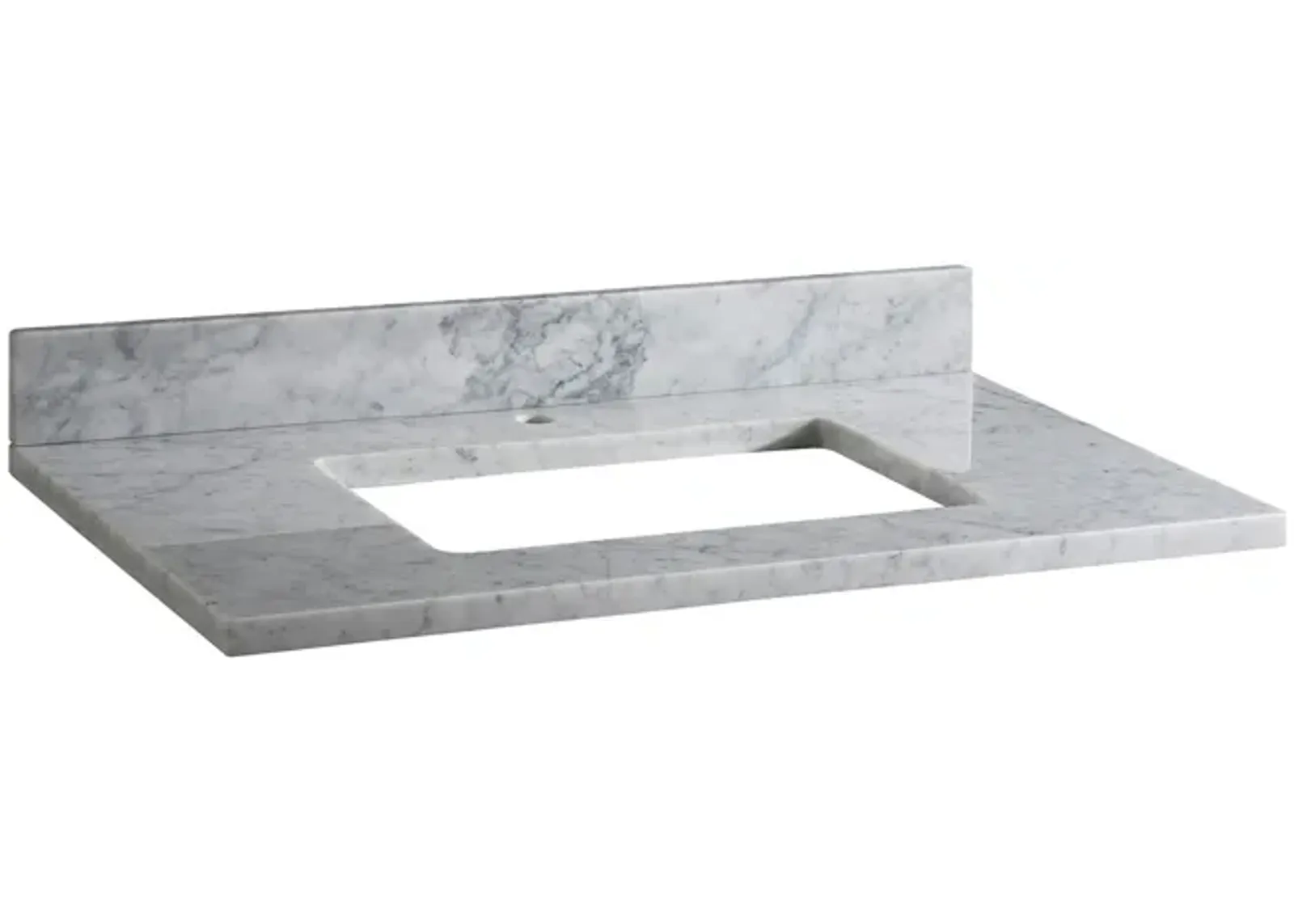 Stone Top - 37-inch for Rectangular Undermount Sink - White Carrara Marble with Single Faucet Hole