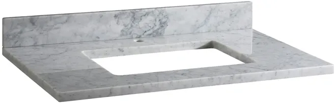 Stone Top - 37-inch for Rectangular Undermount Sink - White Carrara Marble with Single Faucet Hole