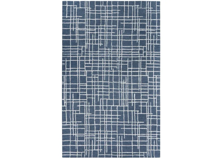 Jazz Blue Geometric Wool/Tencel 7'9" x 9'9" Rectangle Rug