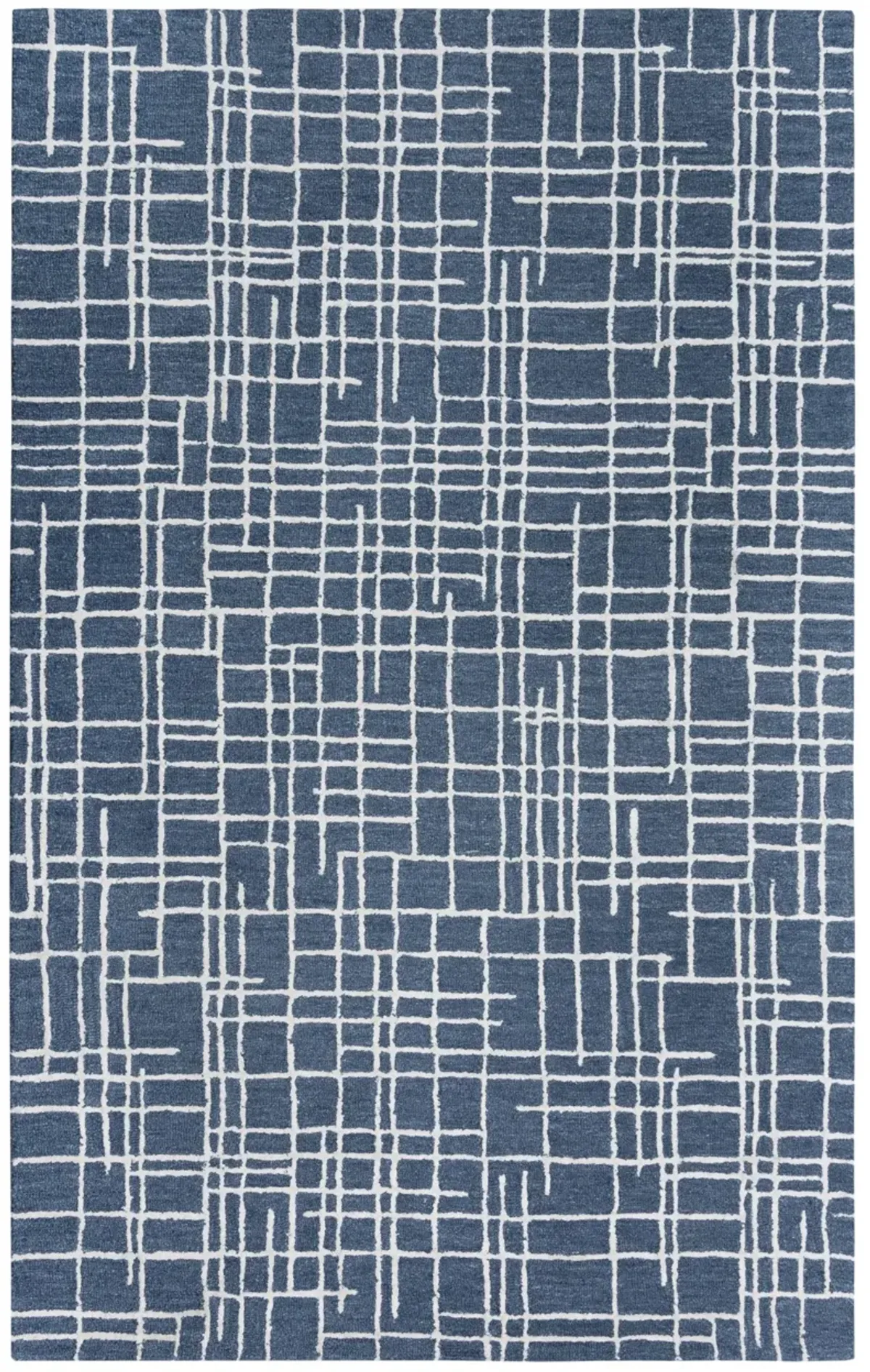 Jazz Blue Geometric Wool/Tencel 7'9" x 9'9" Rectangle Rug