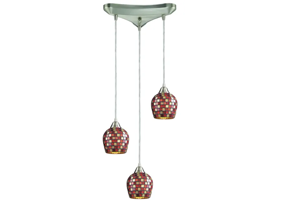 Fusion 10" Wide 3-Light Multi Pendant - Satin Nickel