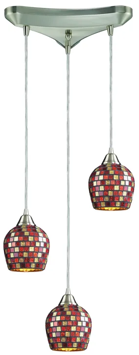 Fusion 10" Wide 3-Light Multi Pendant - Satin Nickel