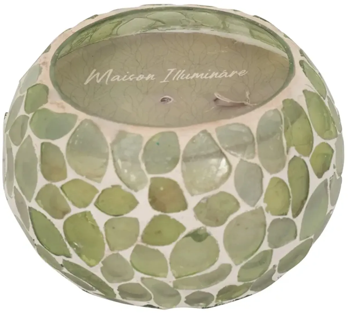 Glass, 4" 10 Oz Mosaic Scented Candle, Light Green