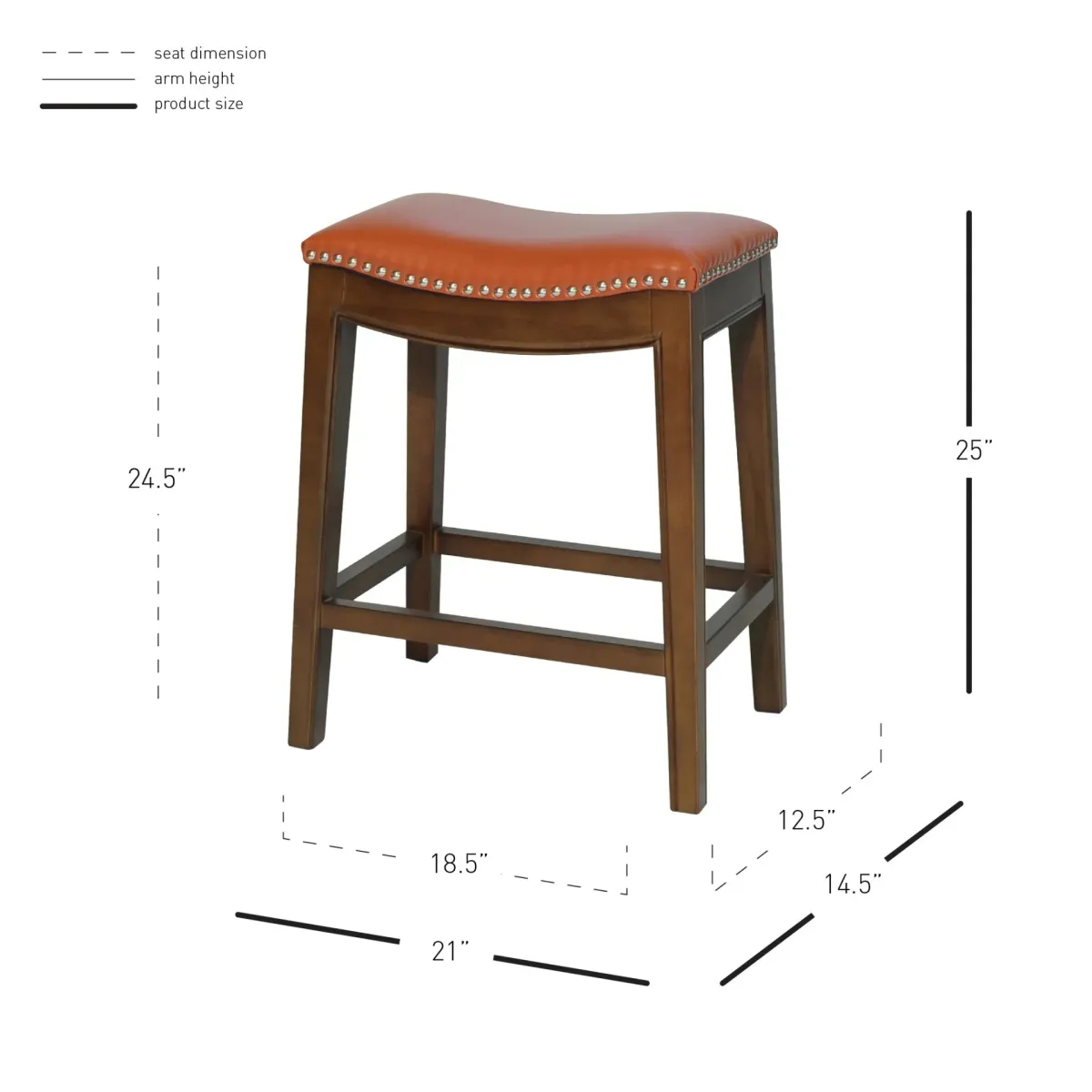 elmo bonded leather counter stool, pumpkin