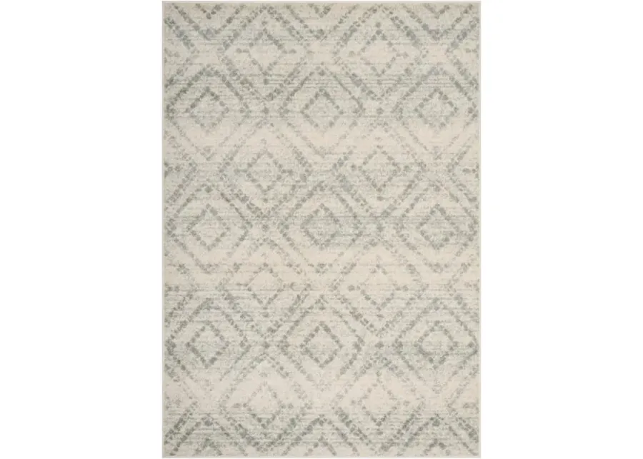 Adirondack Contemporary Ivory / Light Blue 2'-6" X 6' Powerloomed Rug