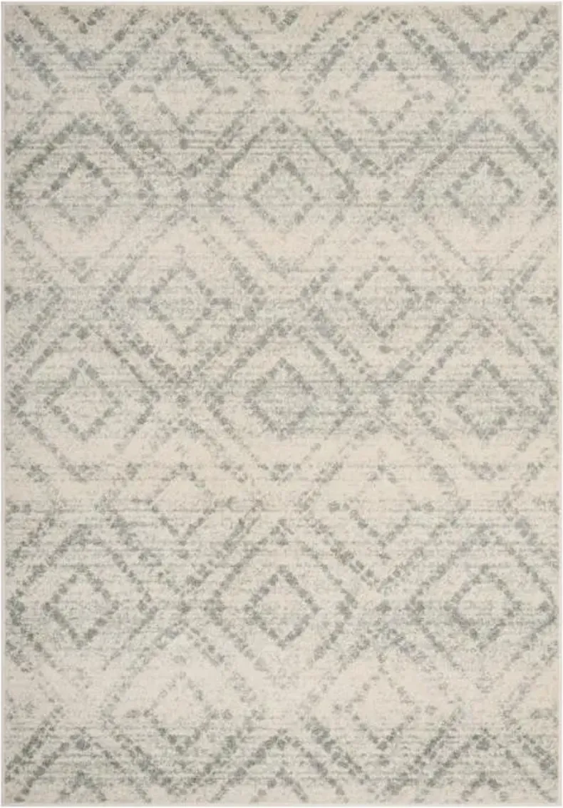 Adirondack Contemporary Ivory / Light Blue 2'-6" X 6' Powerloomed Rug