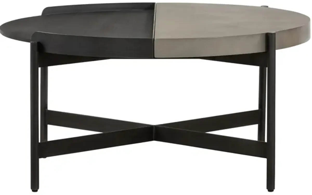 Dua Concrete and Metal Round Modern Coffee Table